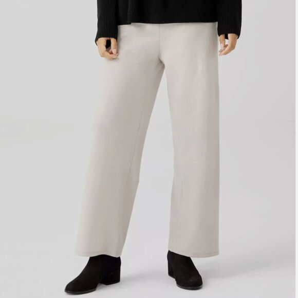 Eileen Fisher Chalk Boiled Wool Jersey Straight Pant